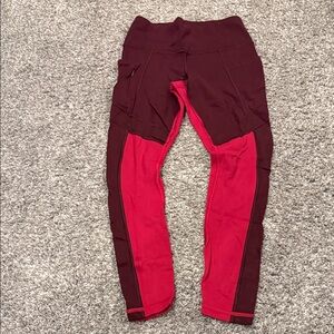Athleta Women's Two-Tone Leggings - Burgundy and Red